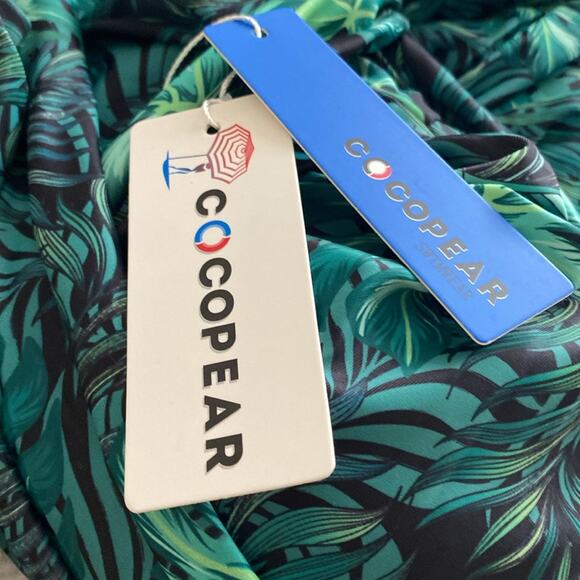 Swimsuit Cocopear 5XL NWT Green Black leaf print romper Plus Size One Piece - Picture 7 of 9